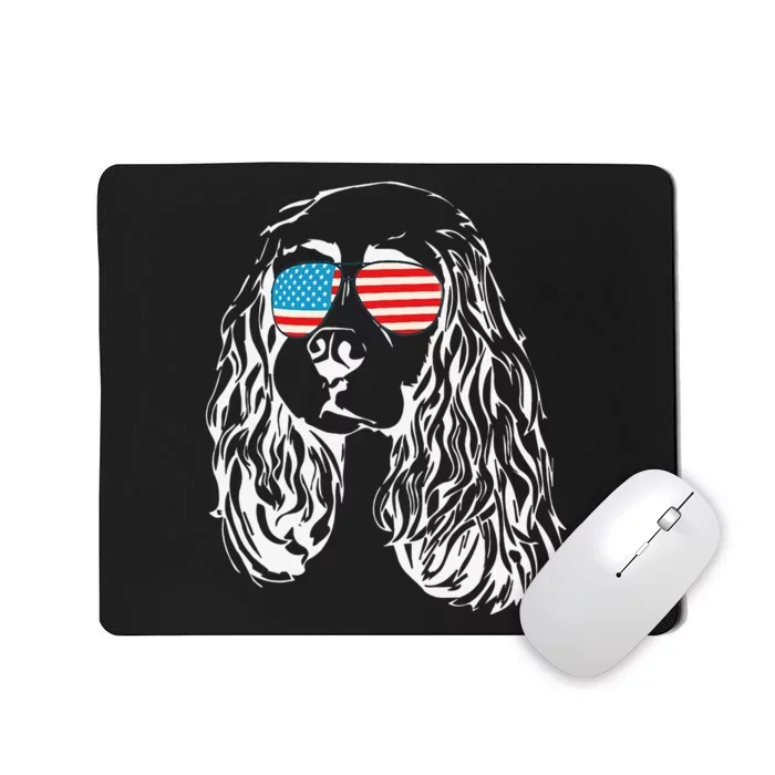 Patriotic Dog Cocker Spaniel USA American Flag Tee Mousepad