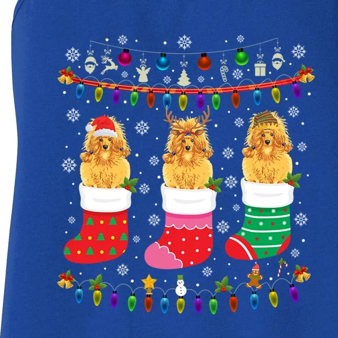 Poodle Dog Christmas Socks Ugly Christmas Sweater Pajama Gift Women's Racerback Tank