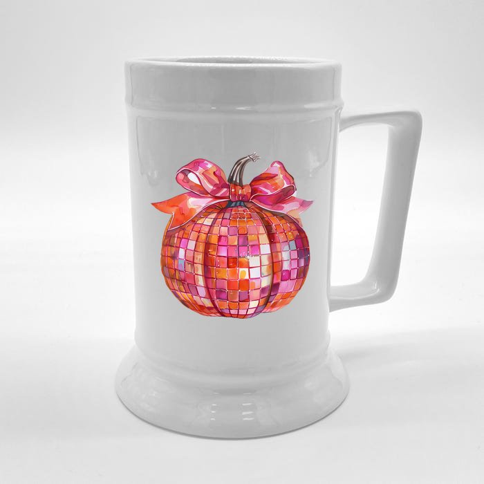 Pumpkin Disco Coquette Bow Fall Autumn Halloween Costume Front & Back Beer Stein