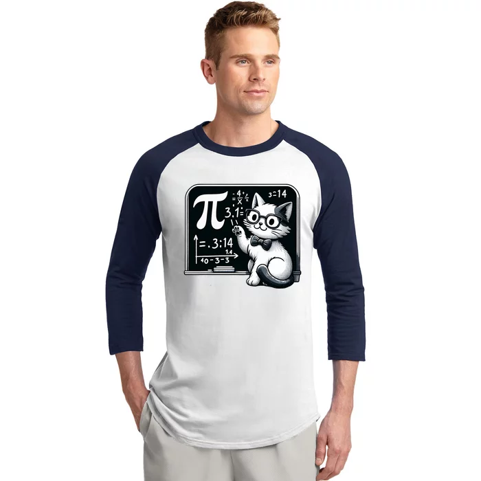 Pi Day Cat Baseball Sleeve Shirt