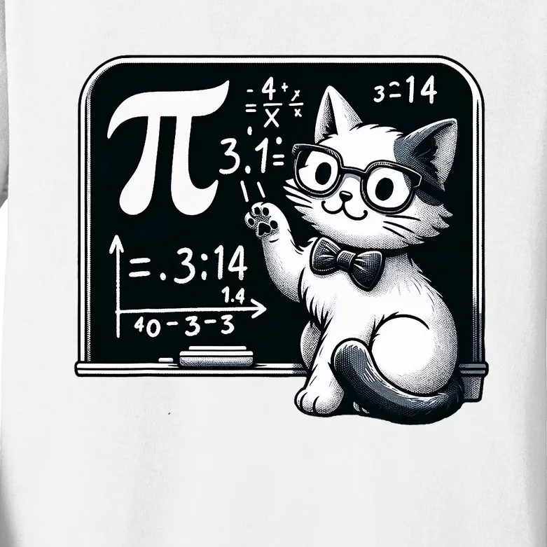 Pi Day Cat Kids Long Sleeve Shirt