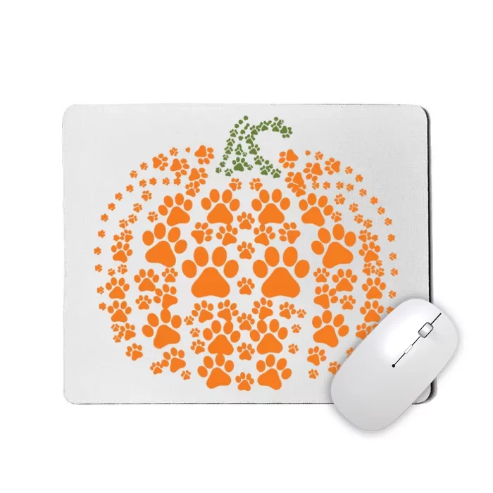 Pumpkin Dog Cat Paw Print Halloween Pet Lover Long Sleeve Mousepad