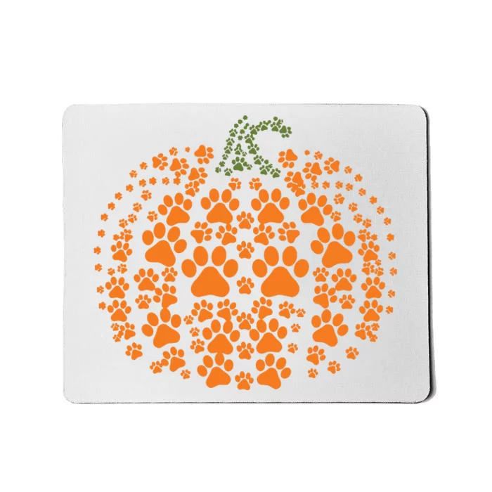 Pumpkin Dog Cat Paw Print Halloween Pet Lover Long Sleeve Mousepad