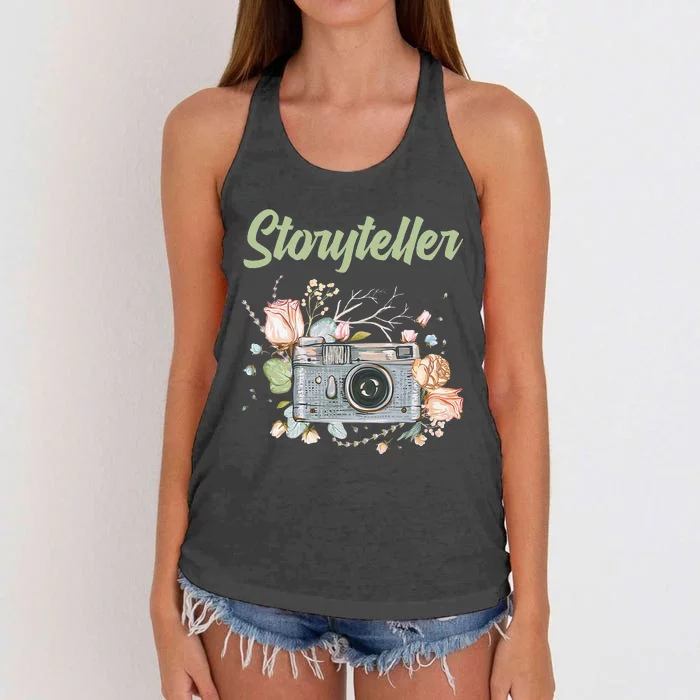 Photography Day Camera Photographer Storyteller Women's Knotted Racerback Tank