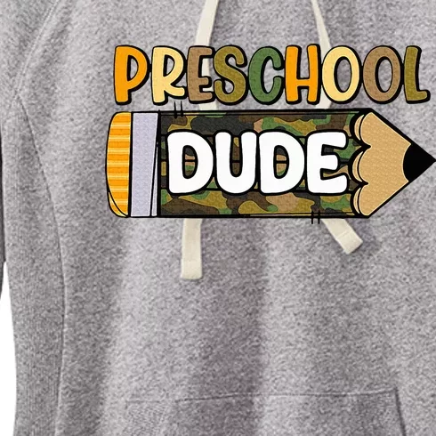 Preschool Dude Camouflage Camo Pencil 1st Day Of School Women's Fleece Hoodie