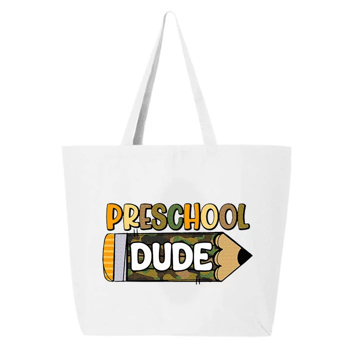 Preschool Dude Camouflage Camo Pencil 1st Day Of School 25L Jumbo Tote