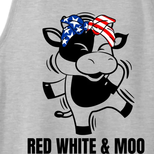 Patriotic Dabbing Cow Red White And Moo Great Gift Ladies Tri-Blend Wicking Tank