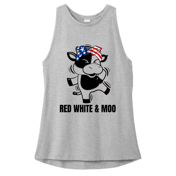 Patriotic Dabbing Cow Red White And Moo Great Gift Ladies Tri-Blend Wicking Tank