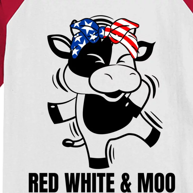 Patriotic Dabbing Cow Red White And Moo Great Gift Kids Colorblock Raglan Jersey