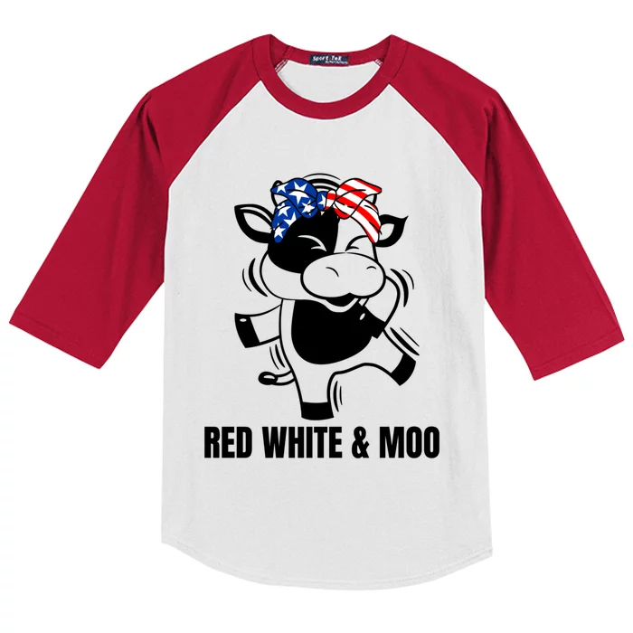 Patriotic Dabbing Cow Red White And Moo Great Gift Kids Colorblock Raglan Jersey