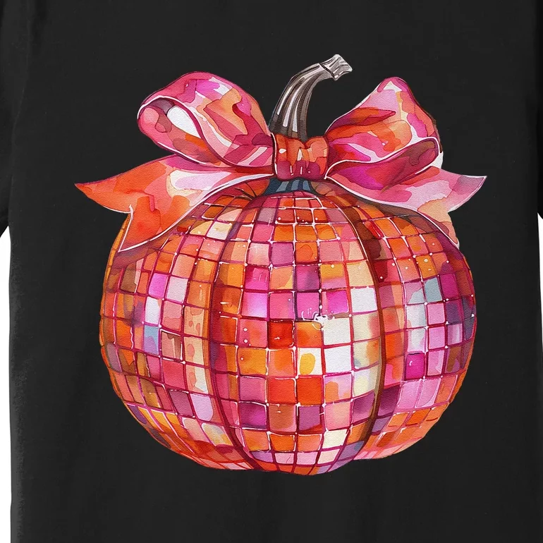 Pumpkin Disco Coquette Bow Fall Autumn Halloween Costume Gift Premium T-Shirt