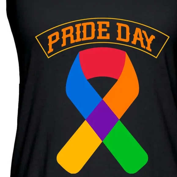 Pride Day Celebration Emblem Ladies Essential Flowy Tank