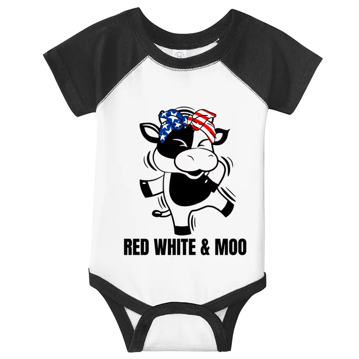 Patriotic Dabbing Cow Red White And Moo Gift Infant Baby Jersey Bodysuit