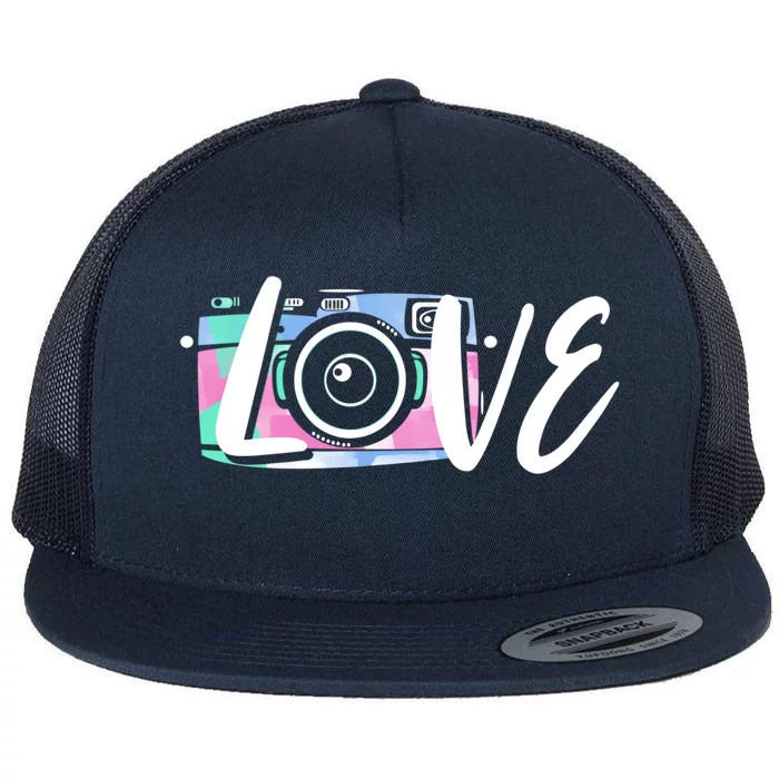 Photography Day Cute Gift Camera Love Photographer Gift Flat Bill Trucker Hat