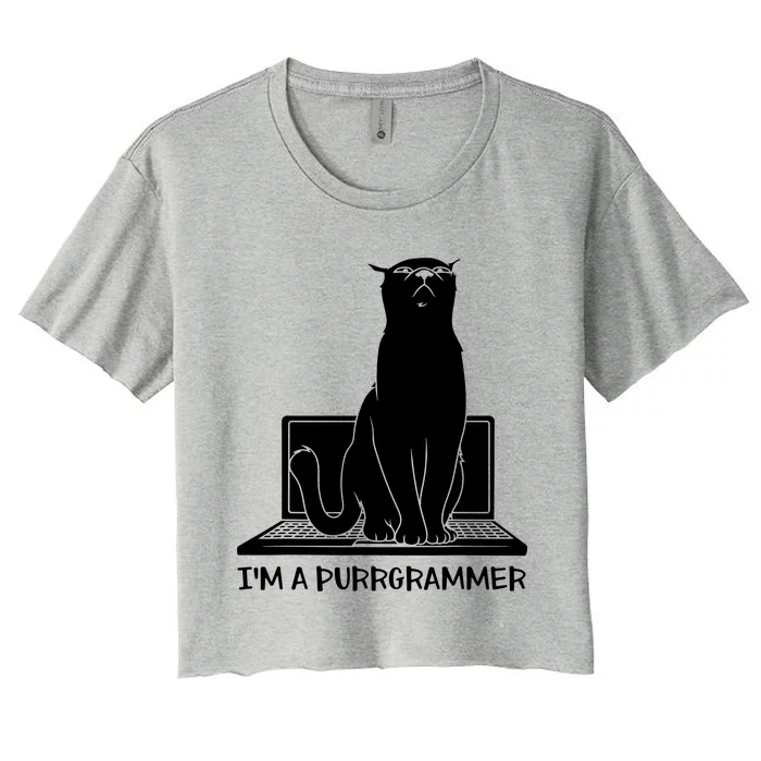 Programming Developer Coding Cat Programmer Women's Crop Top Tee