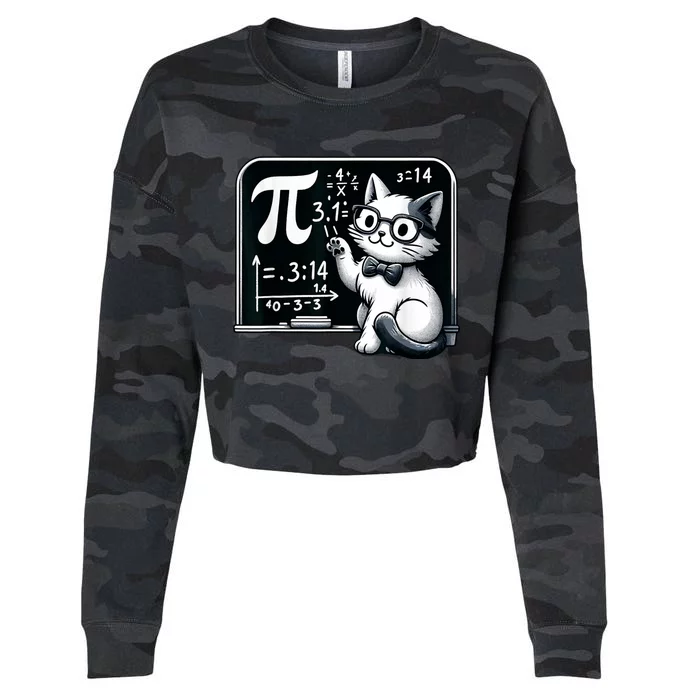 Pi Day Cat Cropped Pullover Crew