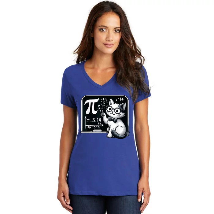 Pi Day Cat Women's V-Neck T-Shirt