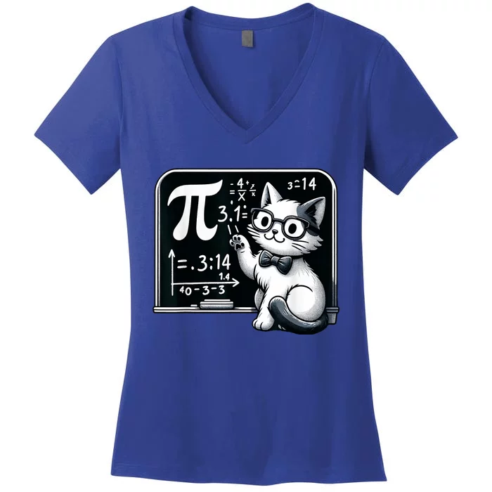 Pi Day Cat Women's V-Neck T-Shirt