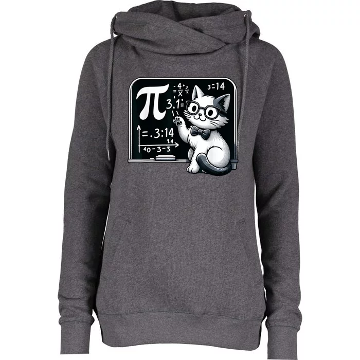 Pi Day Cat Womens Funnel Neck Pullover Hood