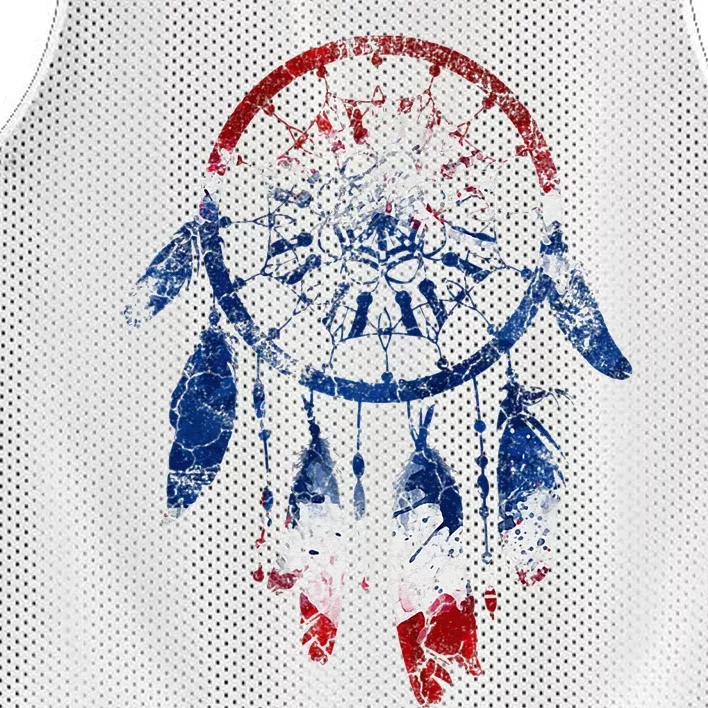 Patriotic Dream Catcher Red White Blue Native American Mesh Reversible Basketball Jersey Tank