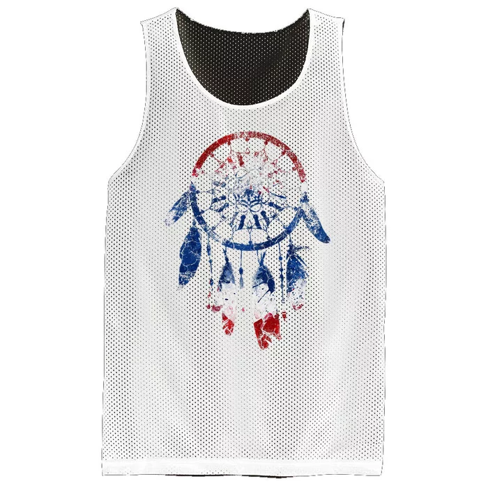 Patriotic Dream Catcher Red White Blue Native American Mesh Reversible Basketball Jersey Tank