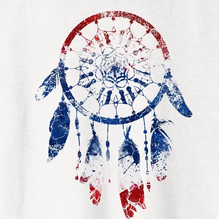 Patriotic Dream Catcher Red White Blue Native American Women's Crop Top Tee