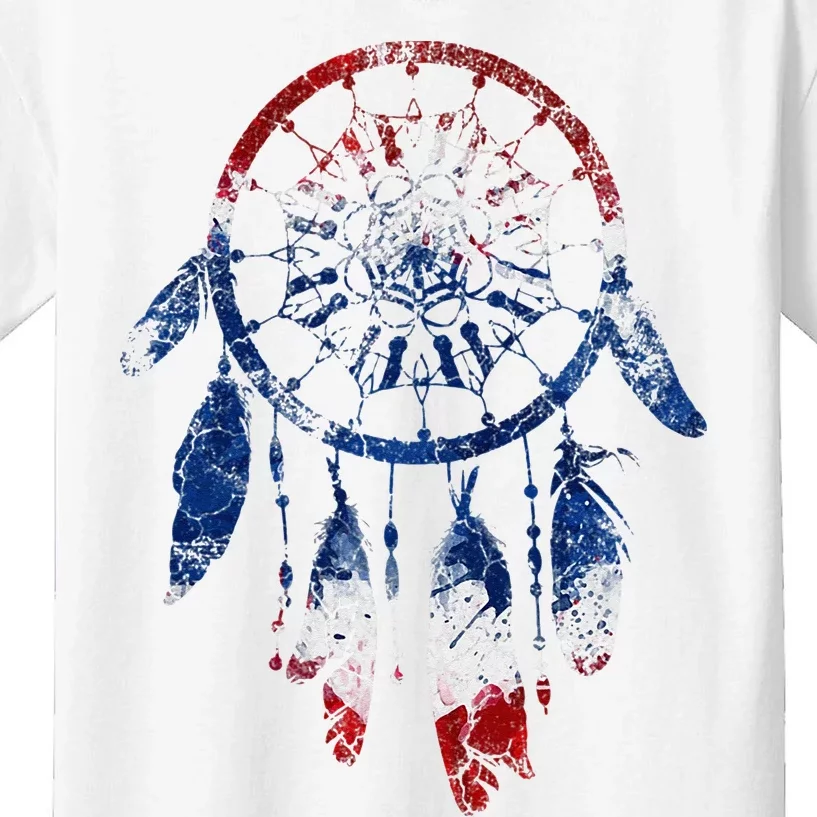 Patriotic Dream Catcher Red White Blue Native American Kids T-Shirt