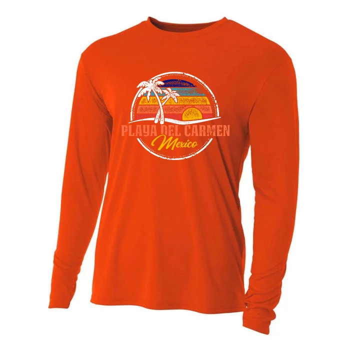 Playa Del Carmen Retro Sunset Cooling Performance Long Sleeve Crew