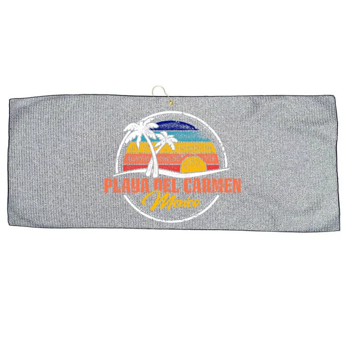 Playa Del Carmen Retro Sunset Large Microfiber Waffle Golf Towel