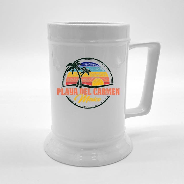 Playa Del Carmen Retro Sunset Front & Back Beer Stein