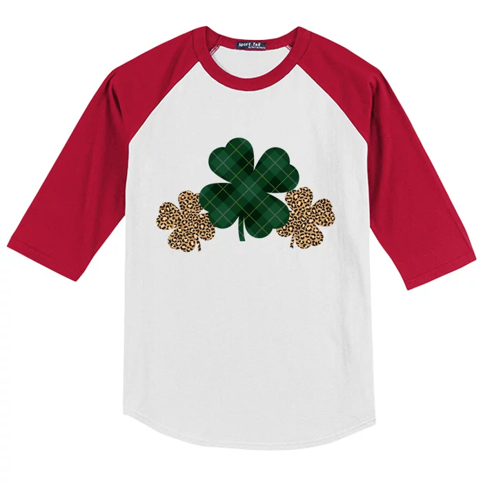 Patrick's Day Clover Blessed And Lucky Kids Colorblock Raglan Jersey