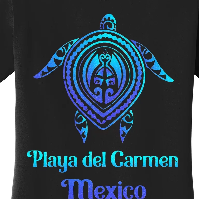 Playa Del Carmen Mexico Sea Turtle Tribal Tattoo Souvenirs Women's T-Shirt