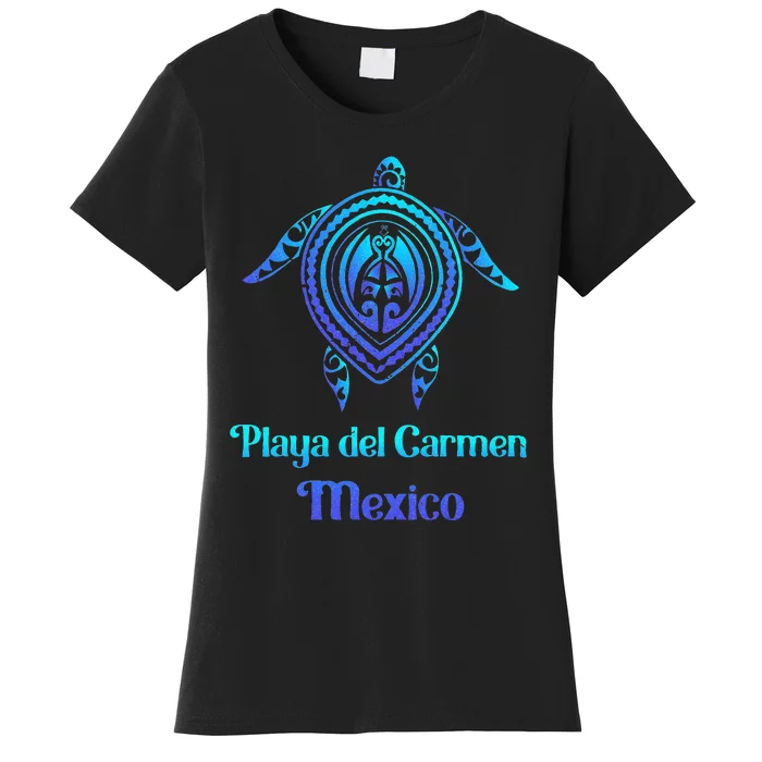 Playa Del Carmen Mexico Sea Turtle Tribal Tattoo Souvenirs Women's T-Shirt