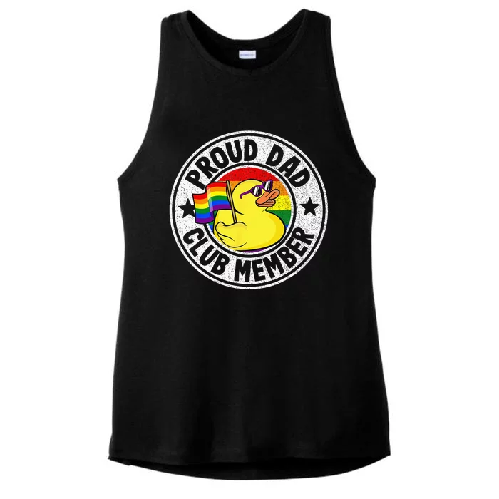 Proud Dad Club Member Rubber Duck Rainbow Gay Lesbian LGBT Ladies Tri-Blend Wicking Tank