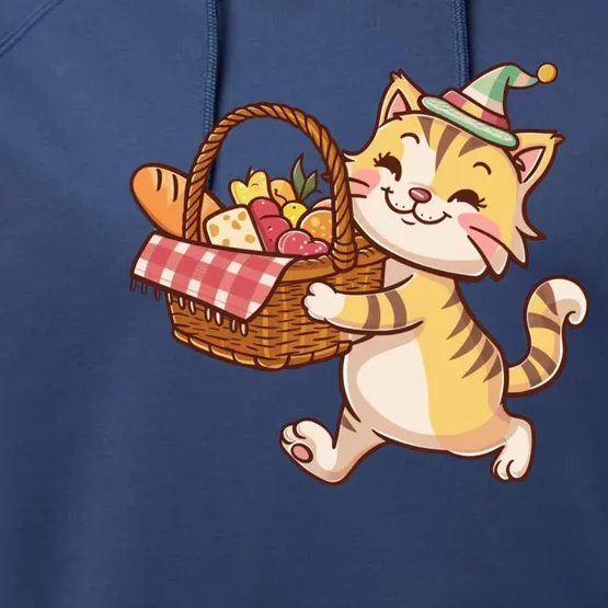 Picnic Day Cute Cat Family Vacation Camping Picnic Party Funny Gift Performance Fleece Hoodie