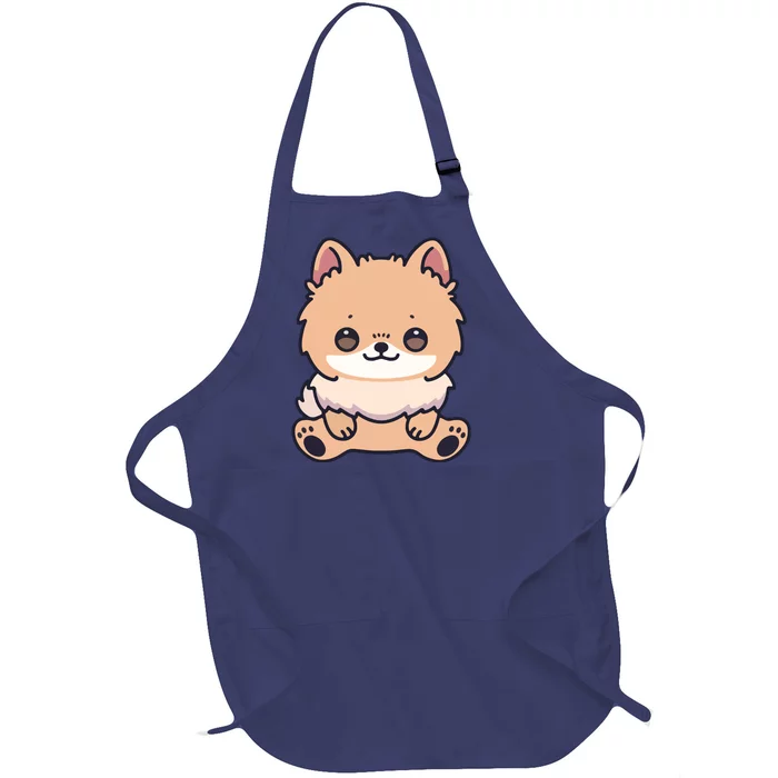 Pomeranian Dog Cute Owner Puppy Full-Length Apron With Pocket