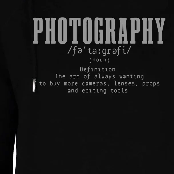 Photography Definition Dictionary Camera Funny Photographer Womens Funnel Neck Pullover Hood