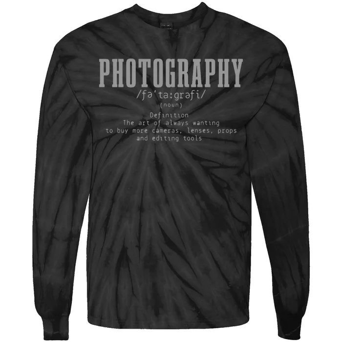 Photography Definition Dictionary Camera Funny Photographer Tie-Dye Long Sleeve Shirt