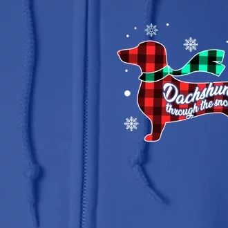 Plaid Dachshund Dog Through Snow Dog Lovers Merry Christmas Gift Full Zip Hoodie