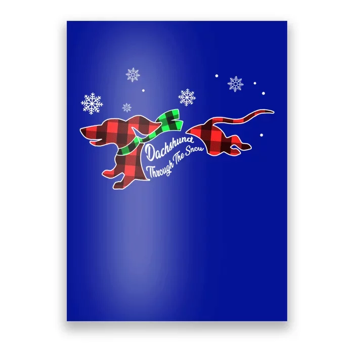 Plaid Dachshund Dog Through Snow Dog Lovers Merry Christmas Cute Gift Poster