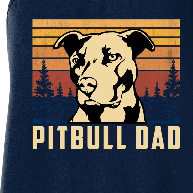 Pitbull Dad Dog Lovers Pitbull Father Vintage Gifts Women's Racerback Tank