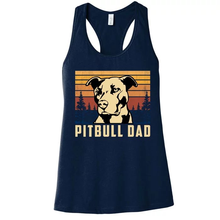 Pitbull Dad Dog Lovers Pitbull Father Vintage Gifts Women's Racerback Tank