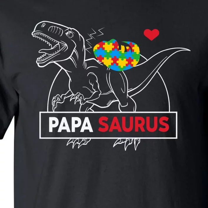 Papasaurus Dinosaur Dad Autism Awareness Father's Day Tall T-Shirt