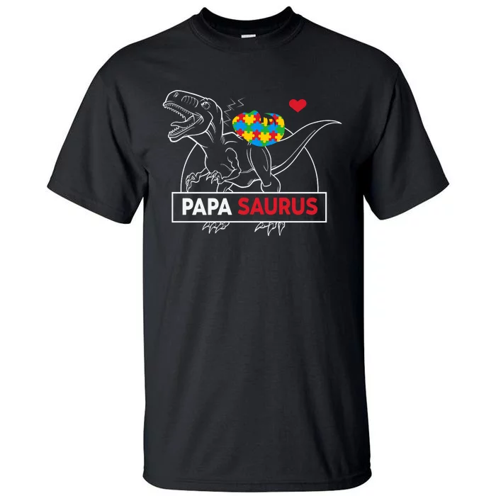 Papasaurus Dinosaur Dad Autism Awareness Father's Day Tall T-Shirt