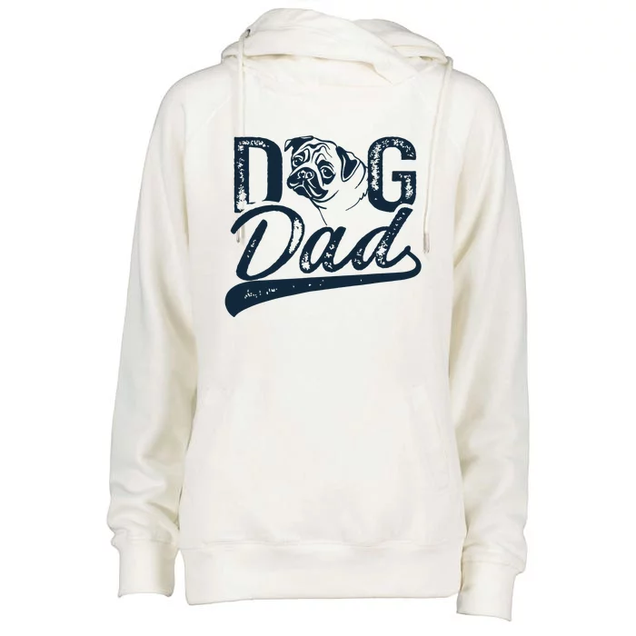 Pug Dog Dad Womens Funnel Neck Pullover Hood