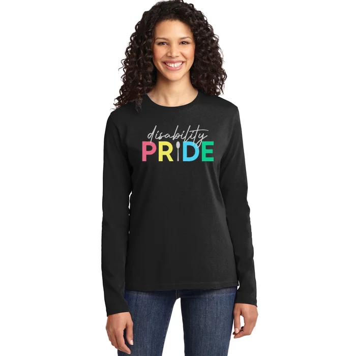 Proud Disabled Disability Pride Month Awareness Ladies Long Sleeve Shirt