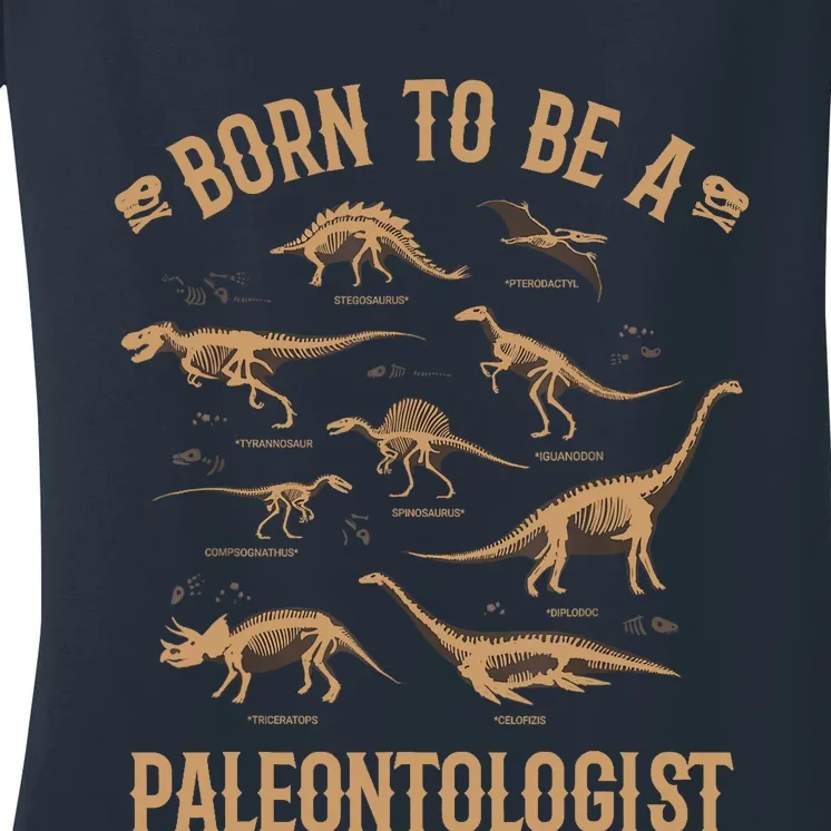 Paleontology Dino Dinosaurs Lover Paleontologist Gifts Women's V-Neck T-Shirt