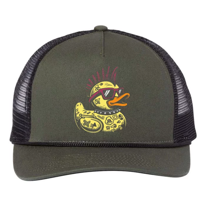 Punk Duck Duckling Punk Rocker Retro Rope Trucker Hat Cap