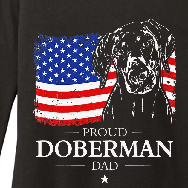 Proud Doberman Dad American Flag patriotic gift Dobie dog Womens CVC Long Sleeve Shirt