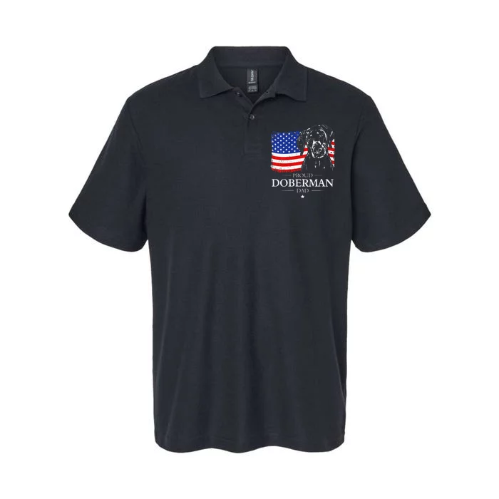 Proud Doberman Dad American Flag patriotic gift Dobie dog Softstyle Adult Sport Polo